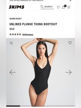 SKIMS Black Unlined Plunge Thong Bodysuit
